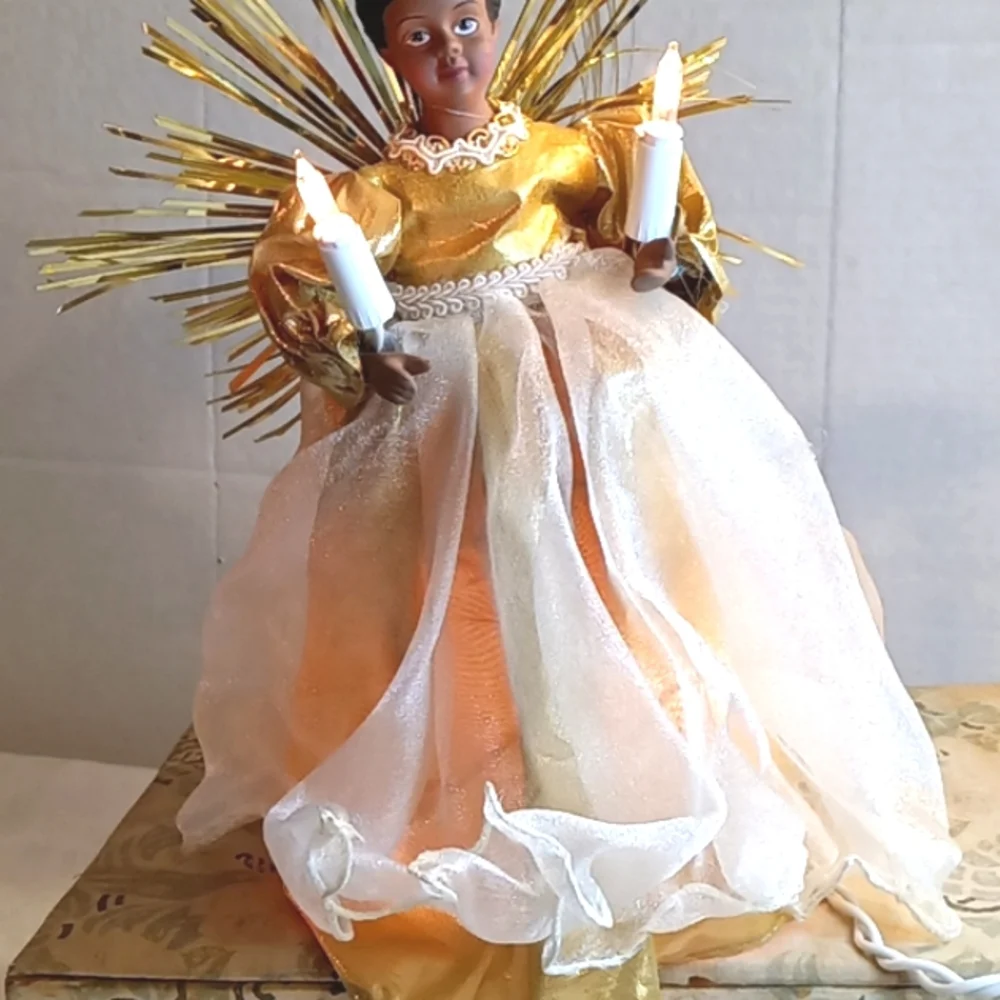 Lighted American African Angel Tree Topper